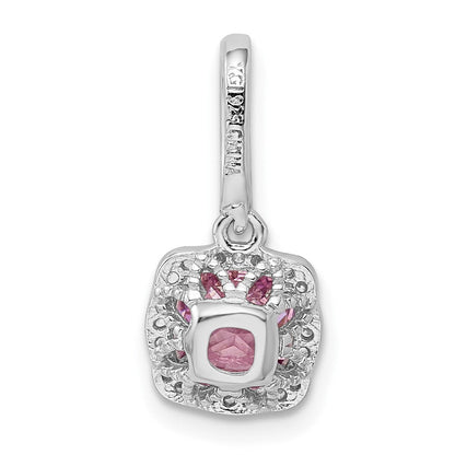 Sterlingsilber Rhodiniert Rosa & Weiß Zirkonia Anhänger
