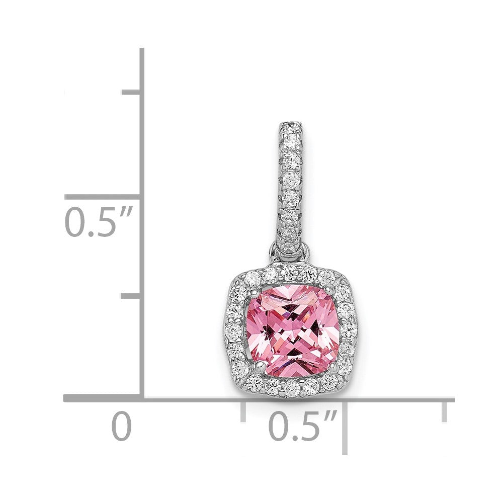 Sterlingsilber Rhodiniert Rosa & Weiß Zirkonia Anhänger