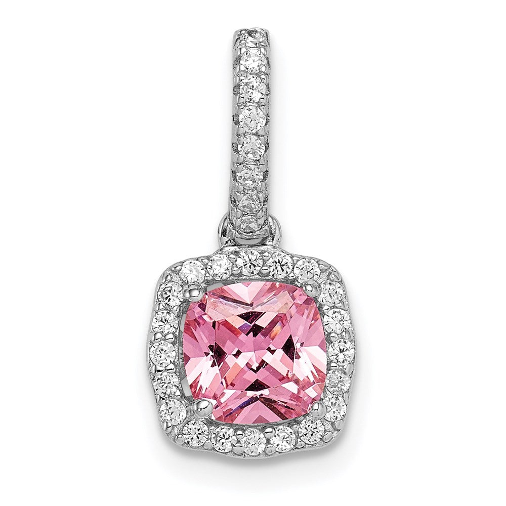 Sterlingsilber Rhodiniert Rosa & Weiß Zirkonia Anhänger