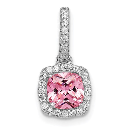 Sterlingsilber Rhodiniert Rosa & Weiß Zirkonia Anhänger