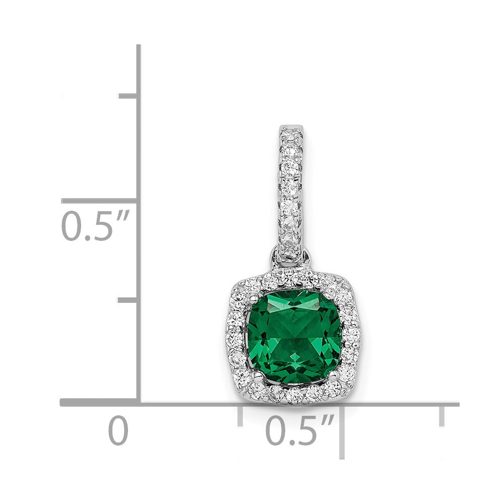 Sterlingsilber Rhodiniert Grün & Weiß Zirkonia Anhänger