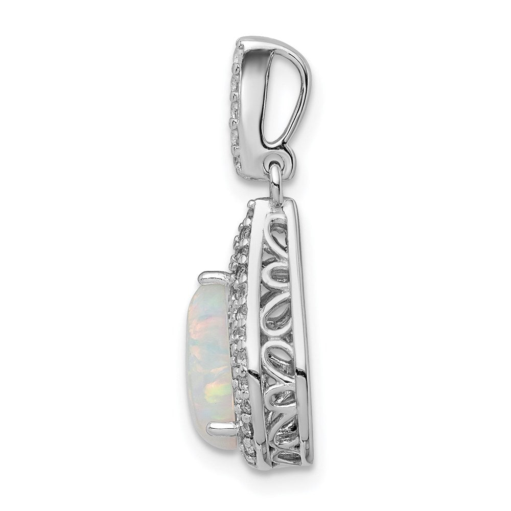 Sterlingsilber Rhodiniert Zirkonia & Synthetisch Opal Anhänger