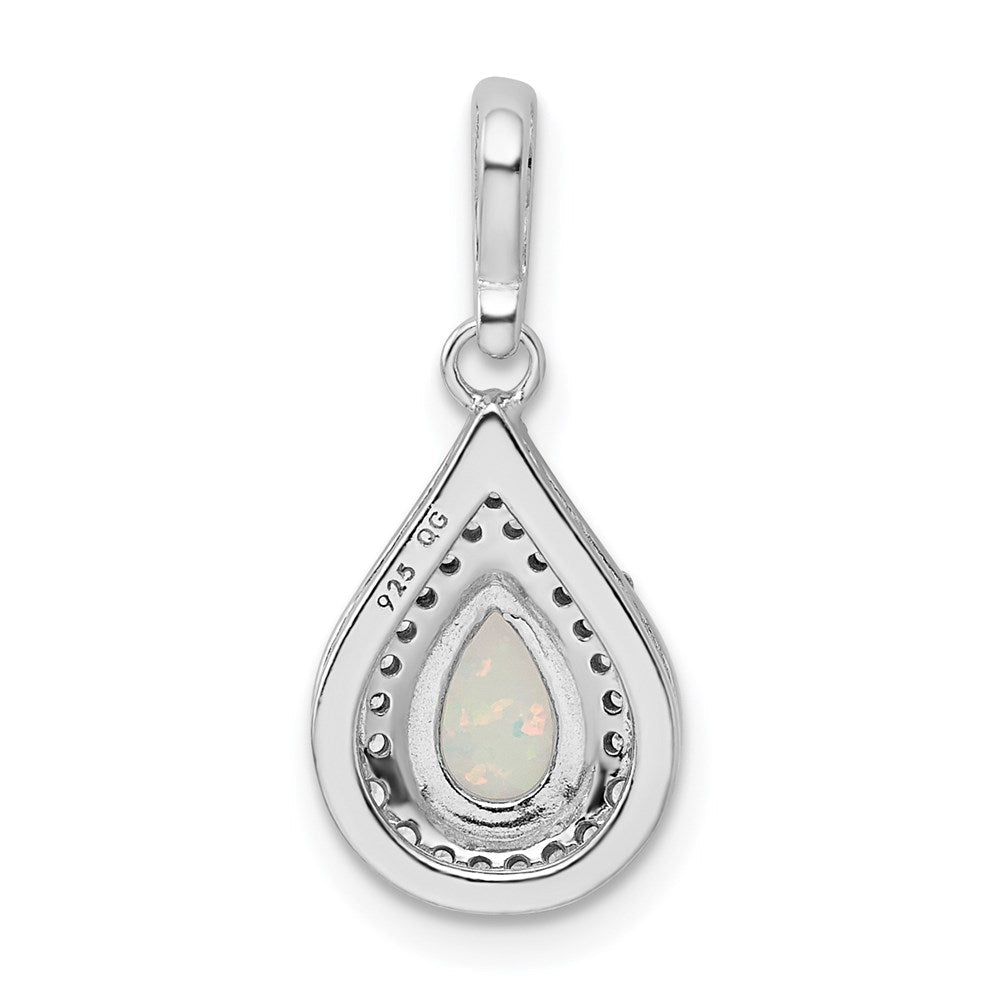 Sterlingsilber Rhodiniert Zirkonia & Synthetisch Opal Anhänger