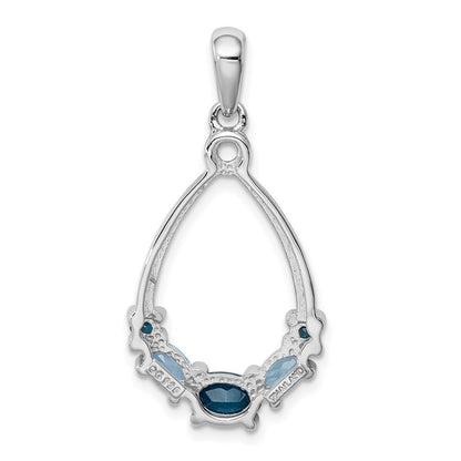 Sterlingsilber Rhod-plat London Blau und Lb Topas Anhänger