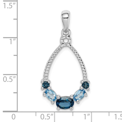 Sterlingsilber Rhod-plat London Blau und Lb Topas Anhänger