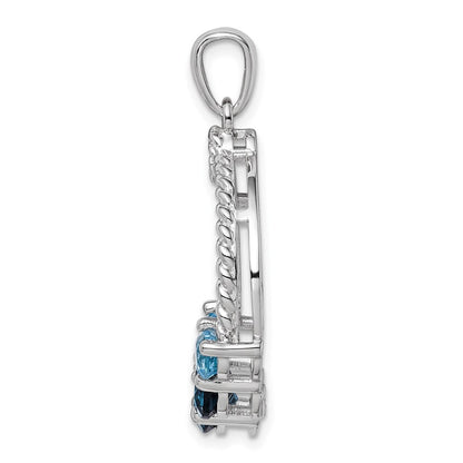 Sterlingsilber Rhod-plat London Blau und Lb Topas Anhänger