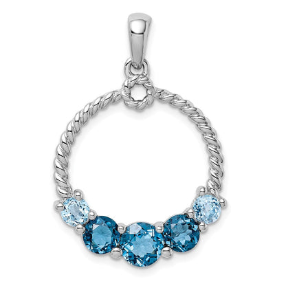 Sterlingsilber Rhod-plat London Blau und Lb Topas Anhänger