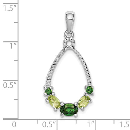 Sterlingsilber Rhodiniert Chrome Diopside und Peridot Anhänger