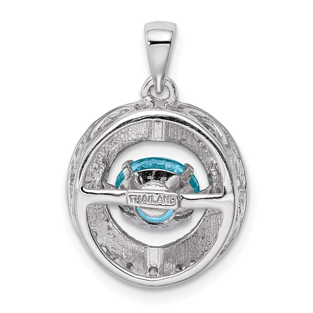 Sterlingsilber-Anhänger mit weißem Topas und hellblauem Schweizer Blautopas