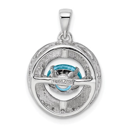 Sterlingsilber-Anhänger mit weißem Topas und hellblauem Schweizer Blautopas