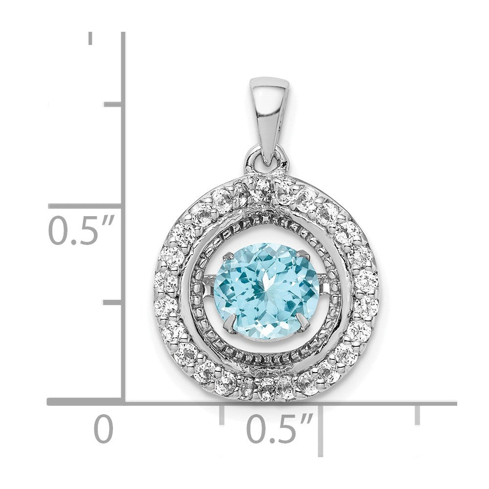 Sterlingsilber-Anhänger mit weißem Topas und hellblauem Schweizer Blautopas