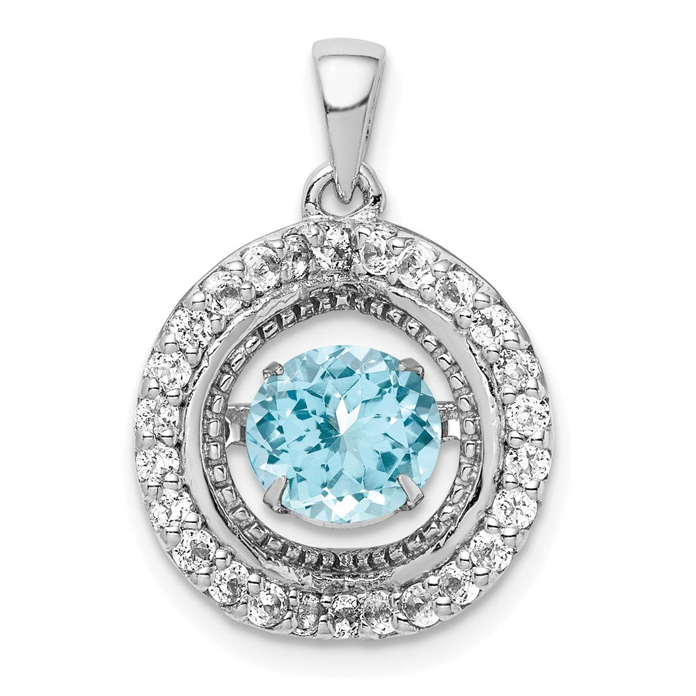 Sterlingsilber-Anhänger mit weißem Topas und hellblauem Schweizer Blautopas