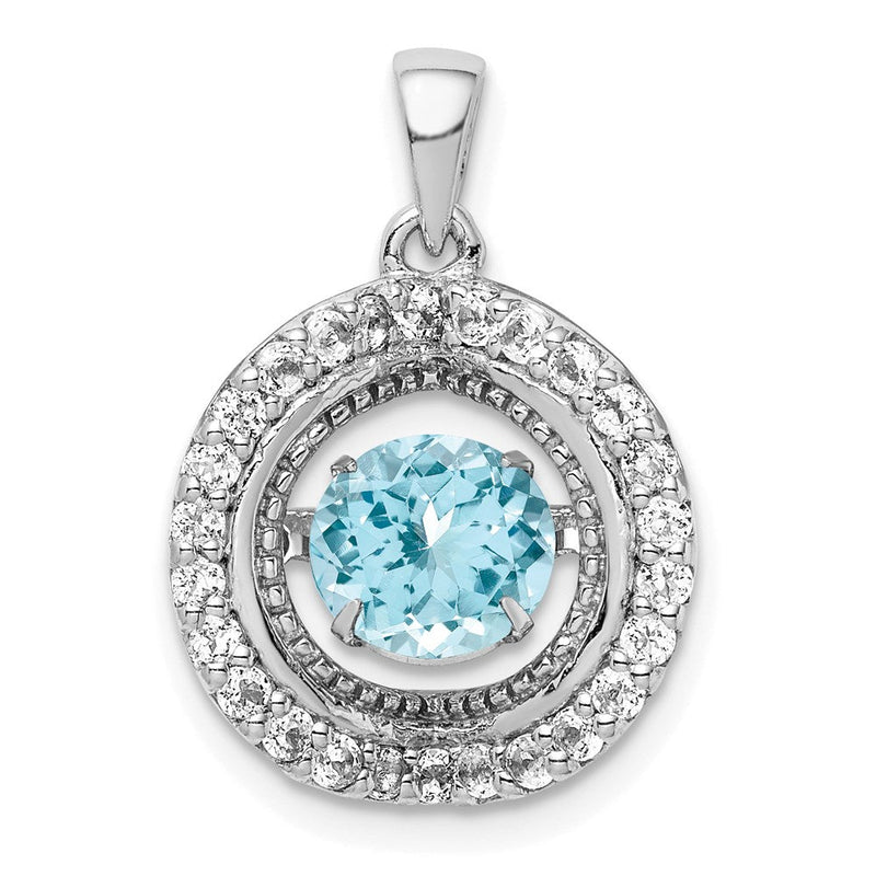 Sterlingsilber-Anhänger mit weißem Topas und hellblauem Schweizer Blautopas