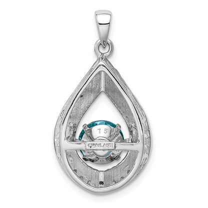 Sterlingsilber-Anhänger mit weißem Topas und leuchtendem hellblauem Schweizer Blautopas