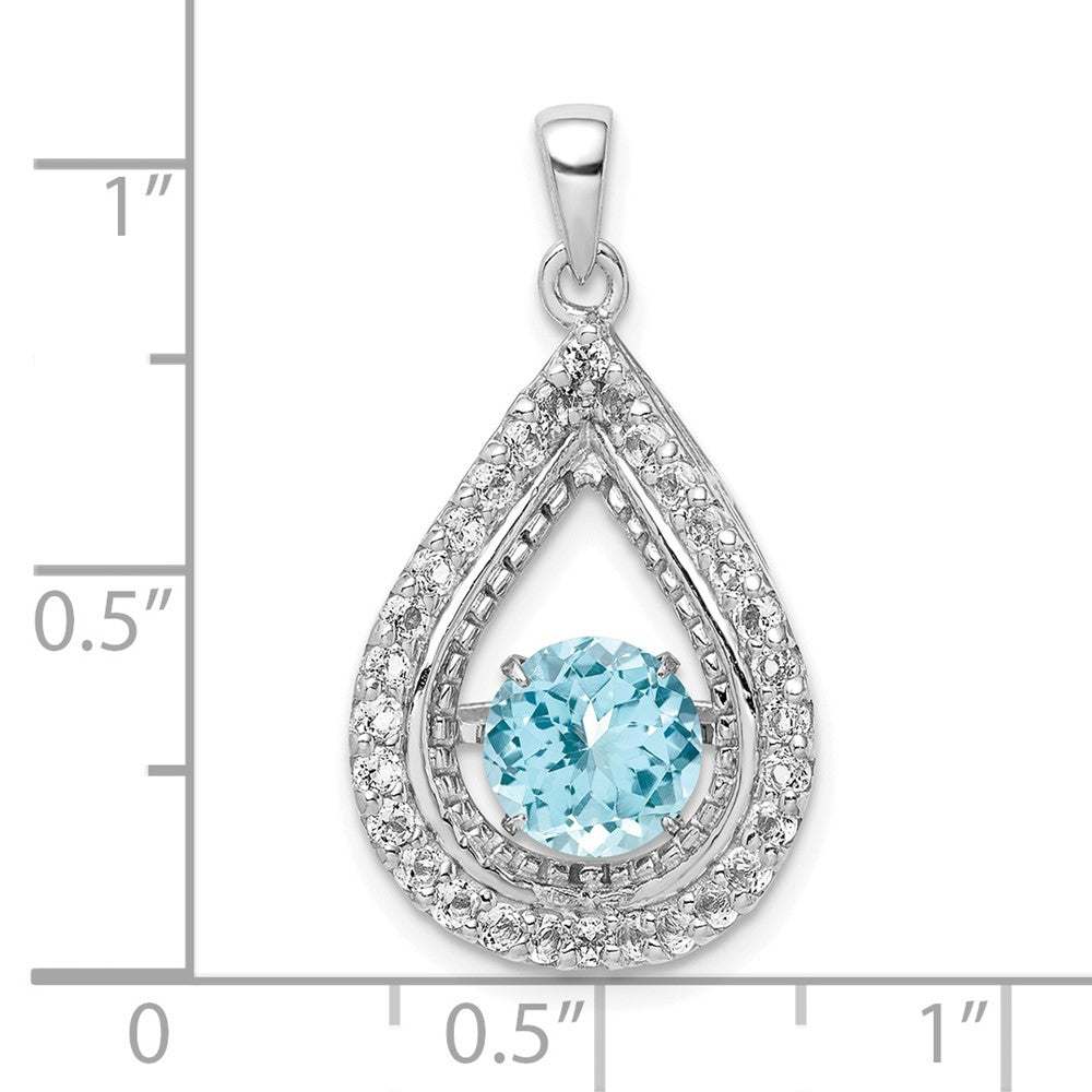 Sterlingsilber-Anhänger mit weißem Topas und leuchtendem hellblauem Schweizer Blautopas
