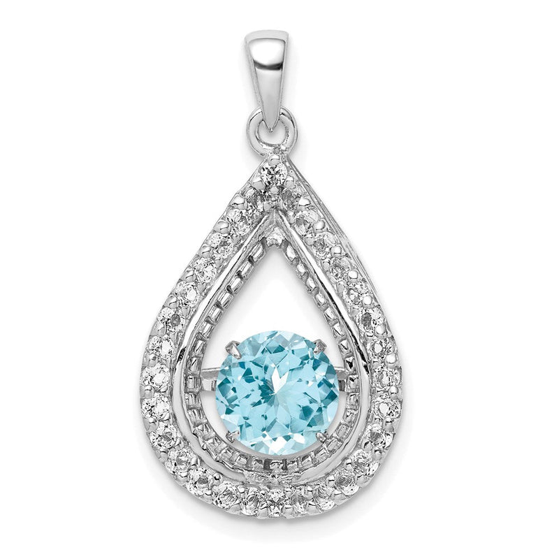 Sterlingsilber-Anhänger mit weißem Topas und leuchtendem hellblauem Schweizer Blautopas
