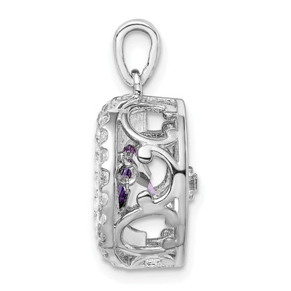 Sterlingsilber-Anhänger mit weißem Topas und Amethyst