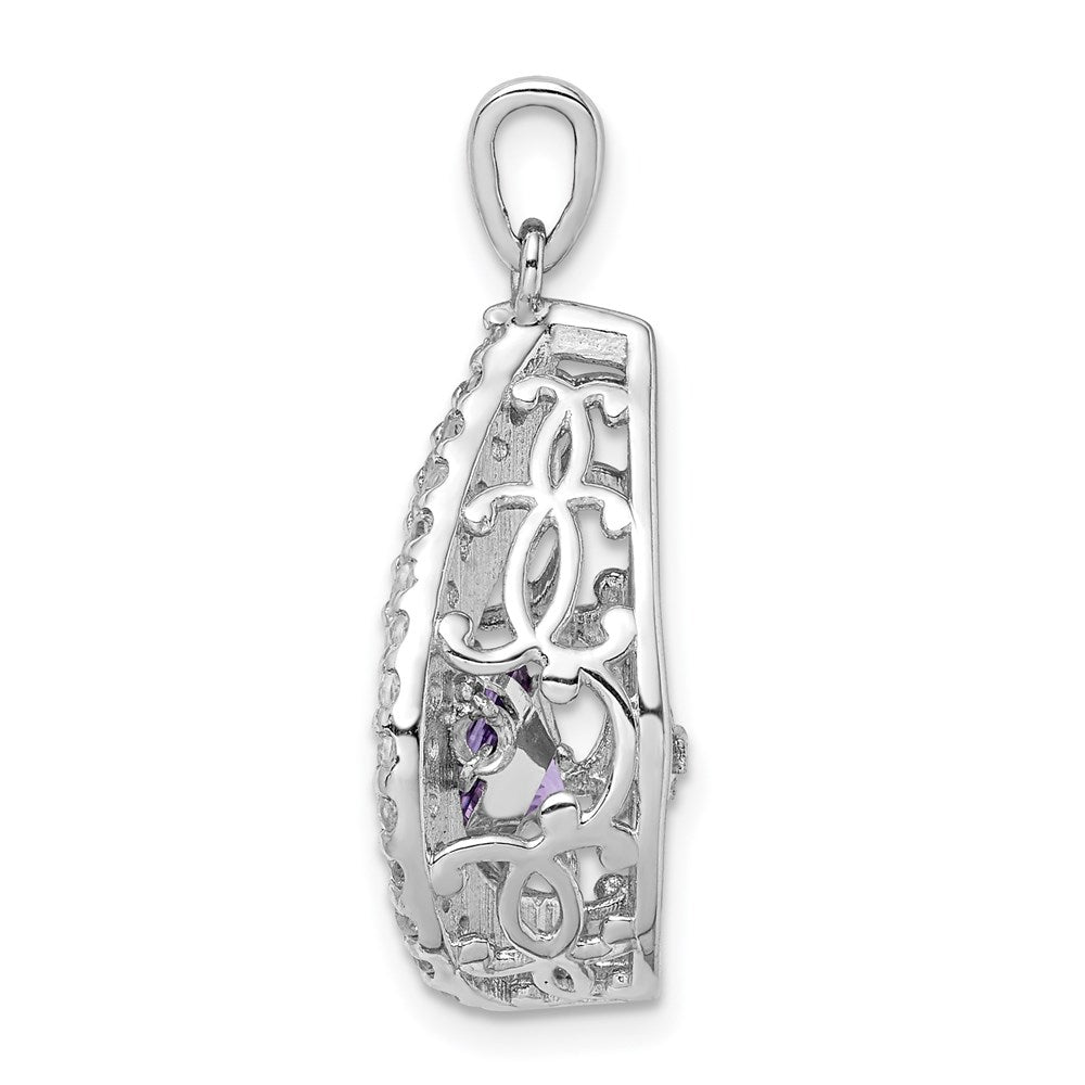 Anhänger aus Sterlingsilber mit weißem Topas und leuchtendem Amethyst in Tropfenform