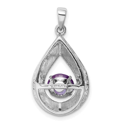 Anhänger aus Sterlingsilber mit weißem Topas und leuchtendem Amethyst in Tropfenform