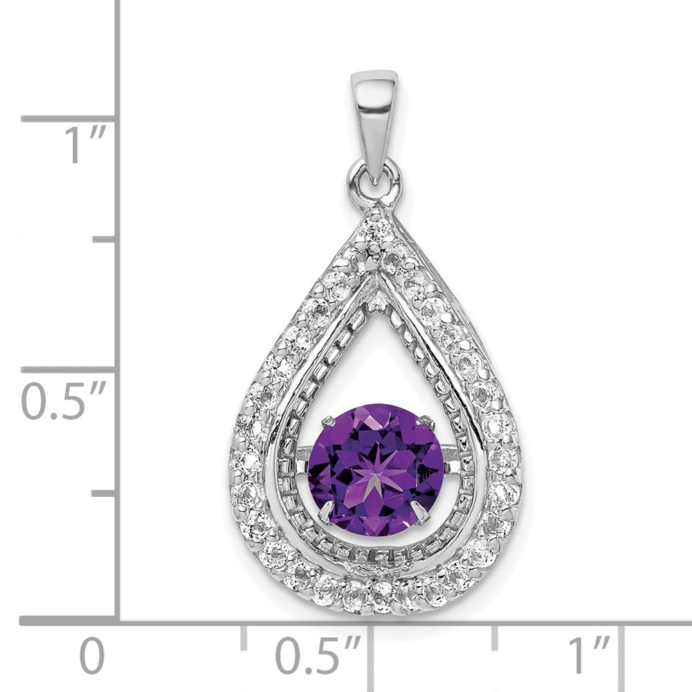 Anhänger aus Sterlingsilber mit weißem Topas und leuchtendem Amethyst in Tropfenform