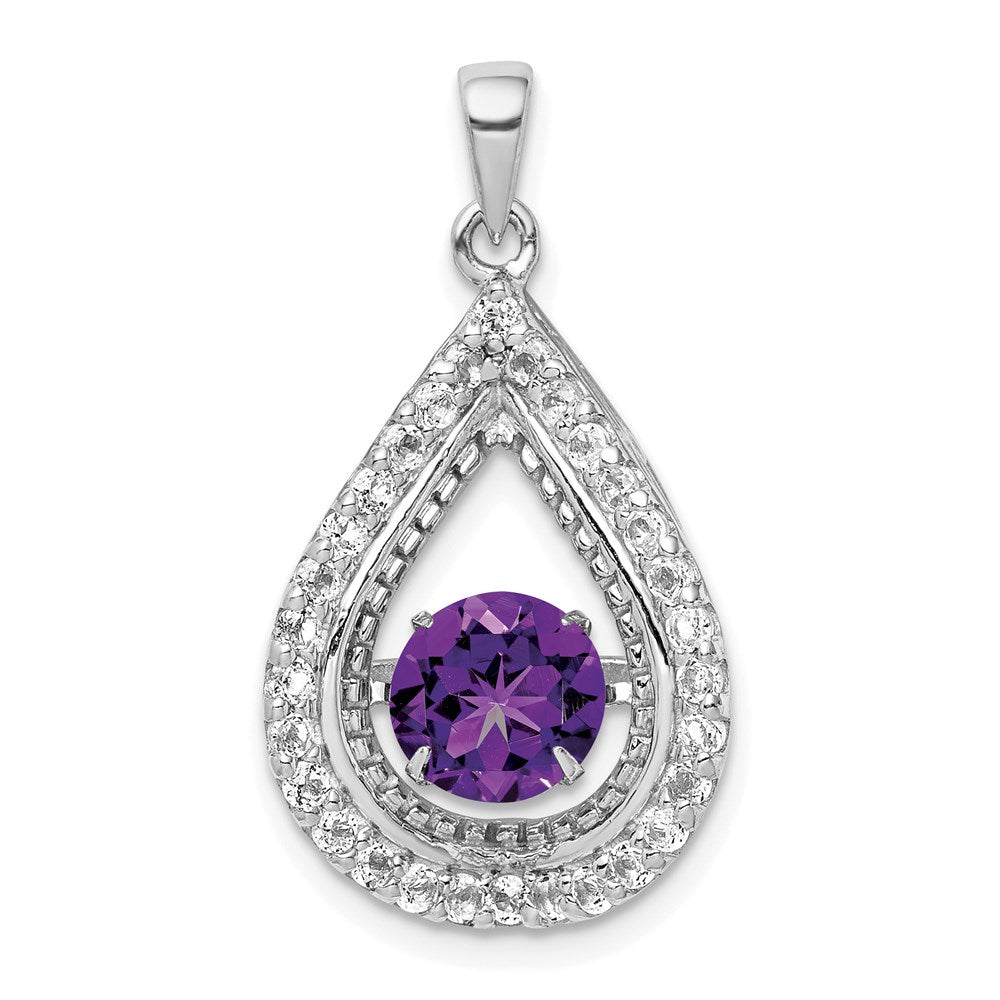 Anhänger aus Sterlingsilber mit weißem Topas und leuchtendem Amethyst in Tropfenform