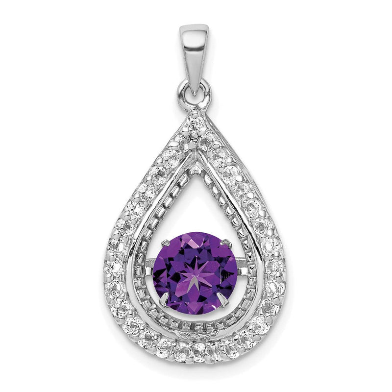 Anhänger aus Sterlingsilber mit weißem Topas und leuchtendem Amethyst in Tropfenform
