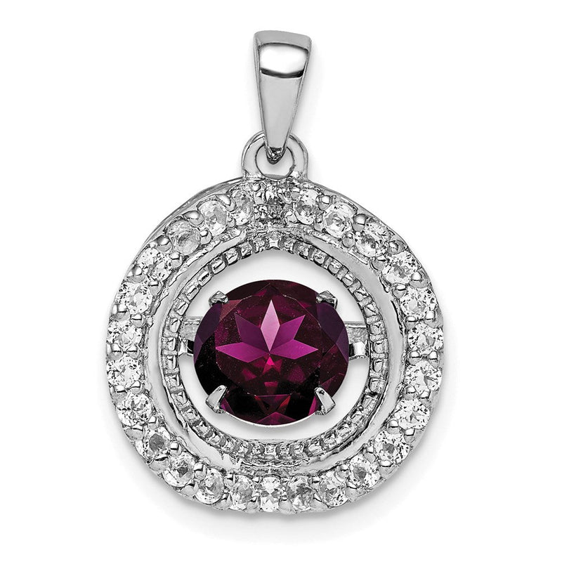Sterlingsilber Anhänger mit weißem Topas und Rhodolith-Granat in Kreisform