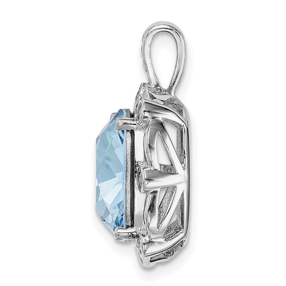 Sterlingsilber Rhodiniert Klar/blue Kissen Kristall Anhänger