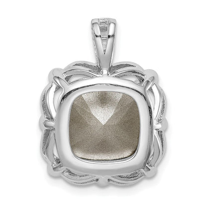 Sterlingsilber Rhodiniert Klar/blue Kissen Kristall Anhänger