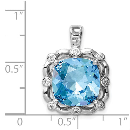 Sterlingsilber Rhodiniert Klar/blue Kissen Kristall Anhänger