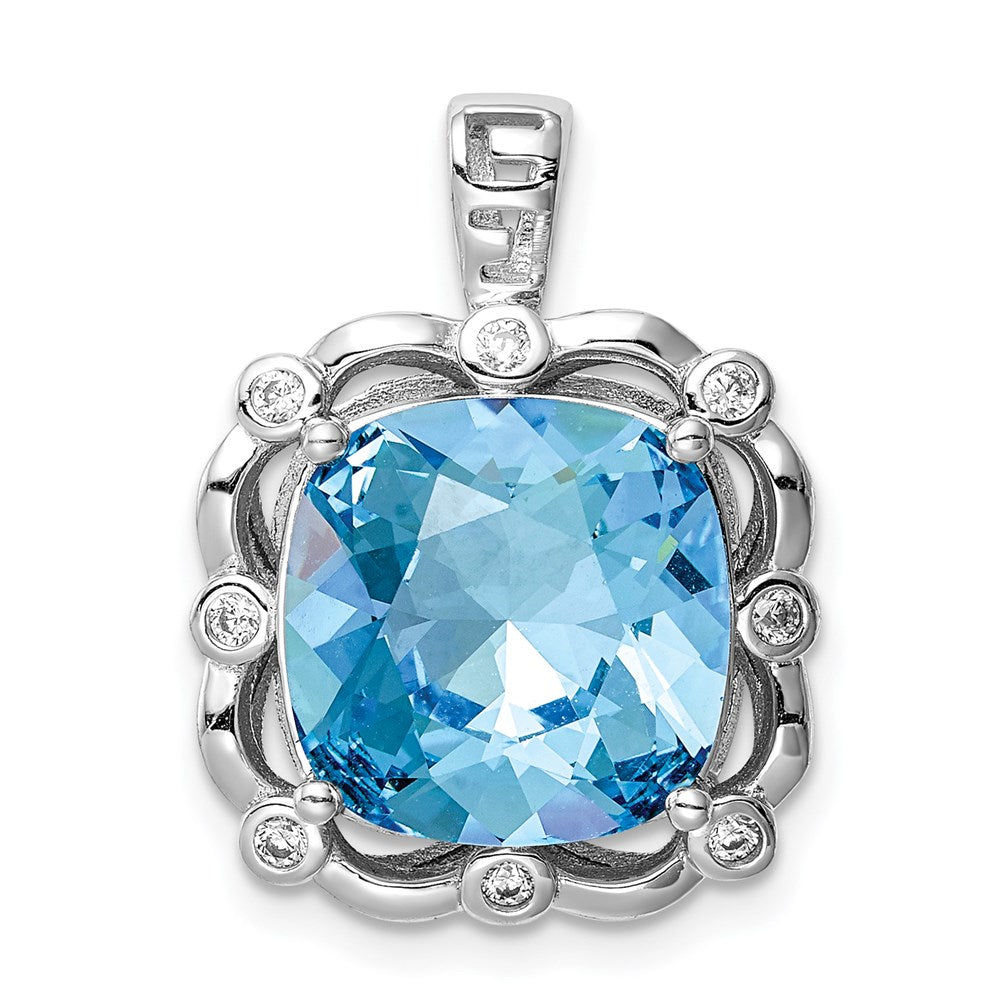 Sterlingsilber Rhodiniert Klar/blue Kissen Kristall Anhänger