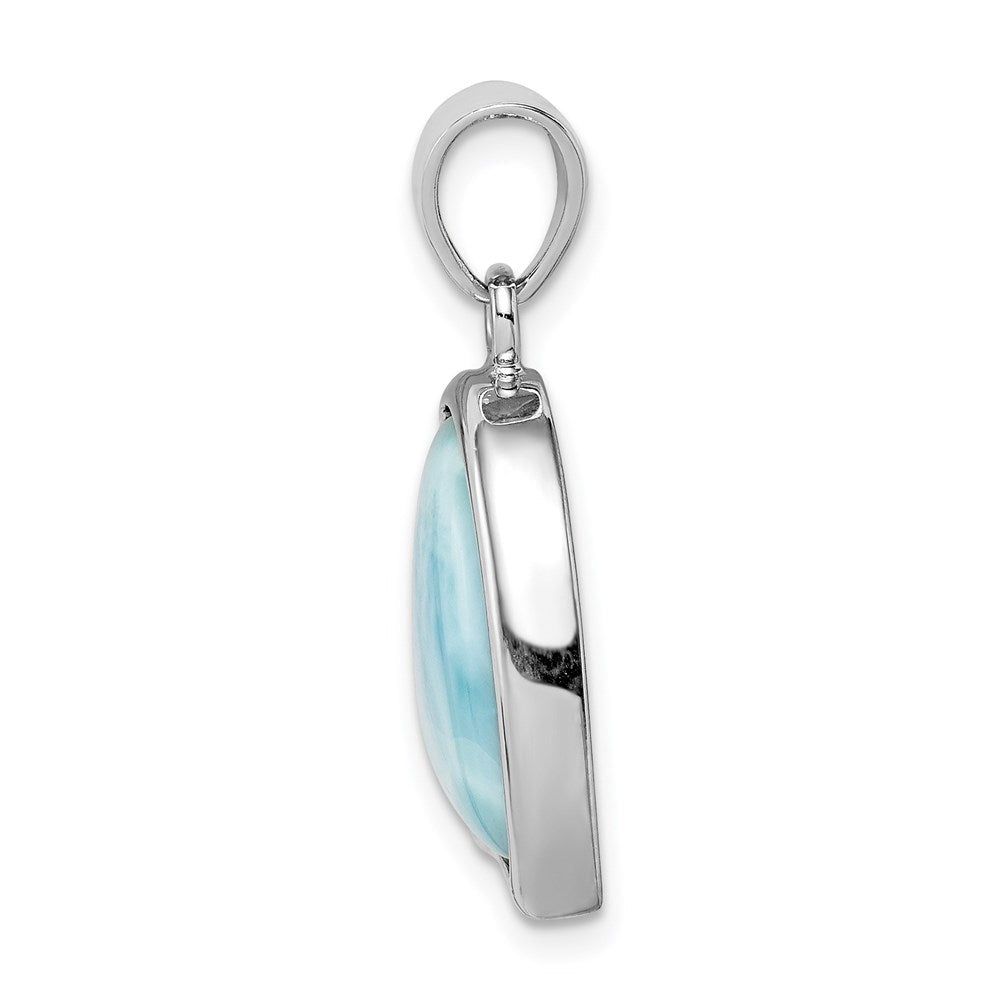 Sterlingsilber Rhodiniert Larimar Herz Anhänger