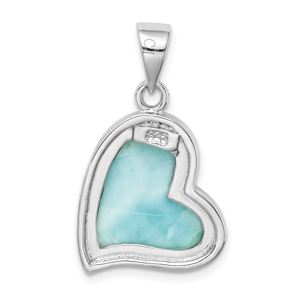 Sterlingsilber Rhodiniert Larimar Herz Anhänger