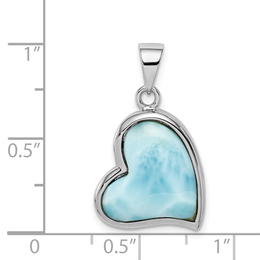 Sterlingsilber Rhodiniert Larimar Herz Anhänger