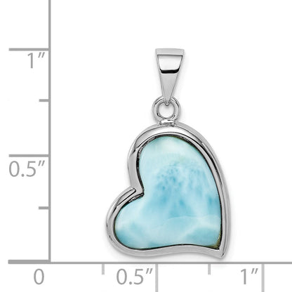Sterlingsilber Rhodiniert Larimar Herz Anhänger