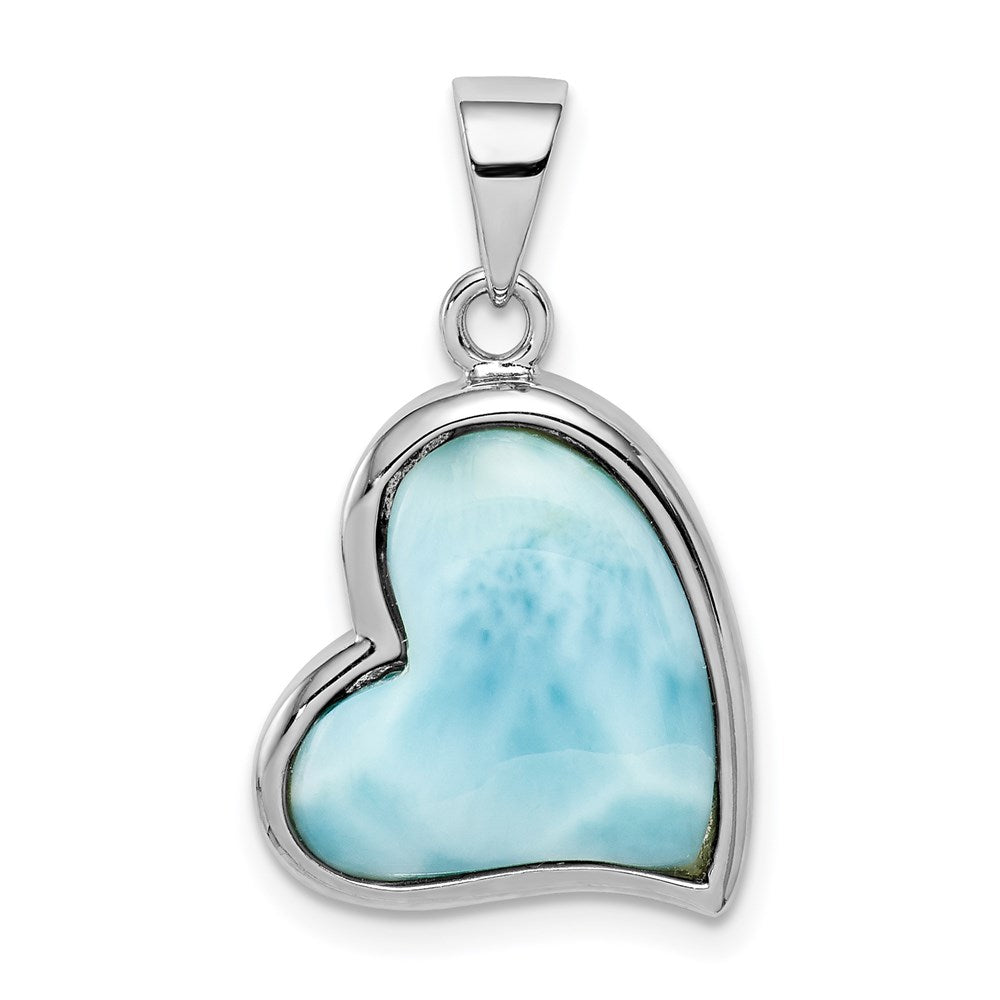 Sterlingsilber Rhodiniert Larimar Herz Anhänger