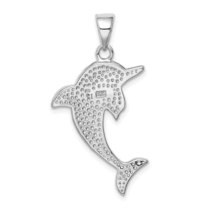 Sterlingsilber Rhodiniert Poliert Larimar Delfin Anhänger