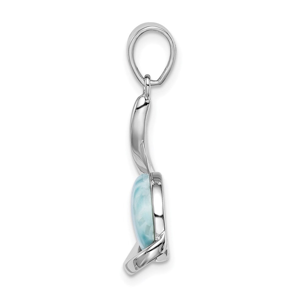 Sterlingsilber Rhodiniert Larimar Wirbel Design Anhänger