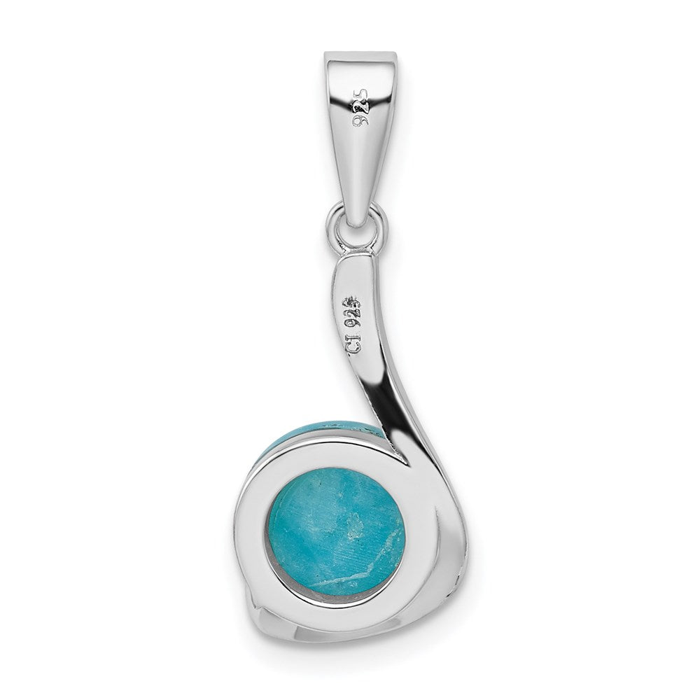 Sterlingsilber Rhodiniert Larimar Wirbel Design Anhänger