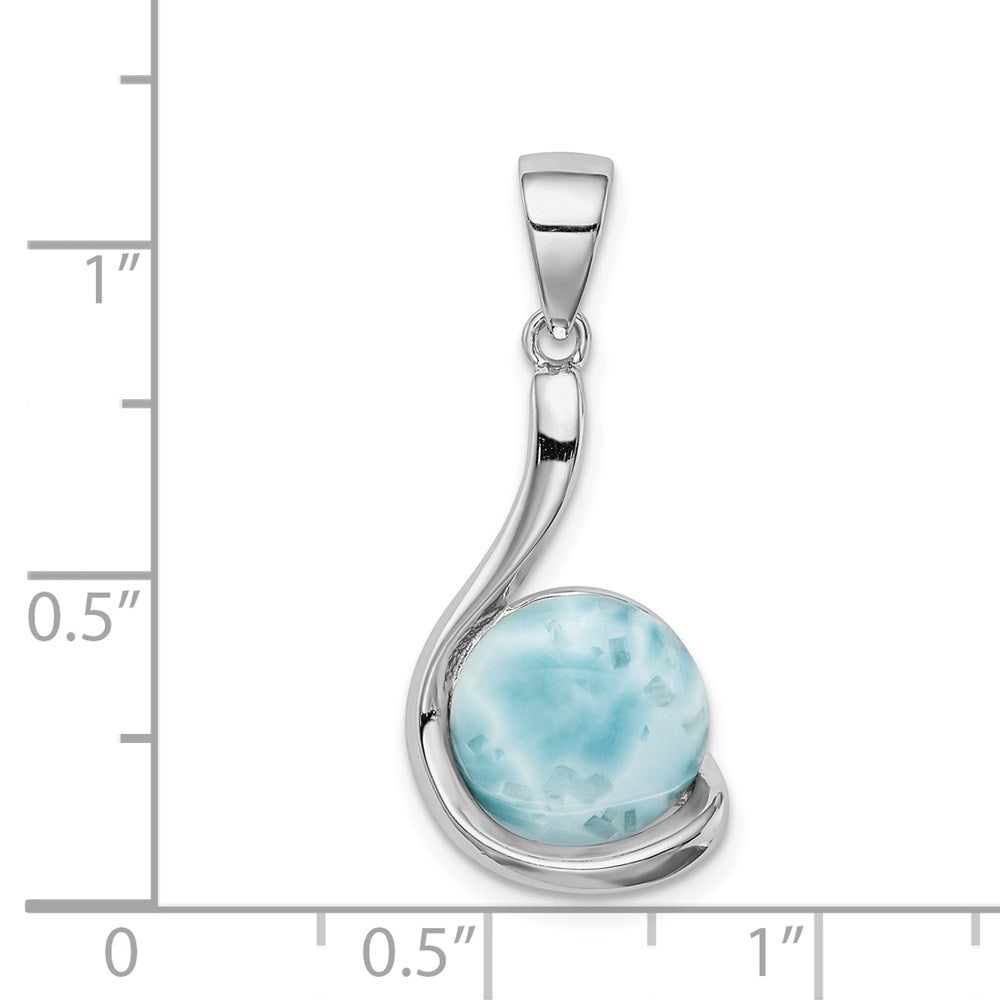 Sterlingsilber Rhodiniert Larimar Wirbel Design Anhänger