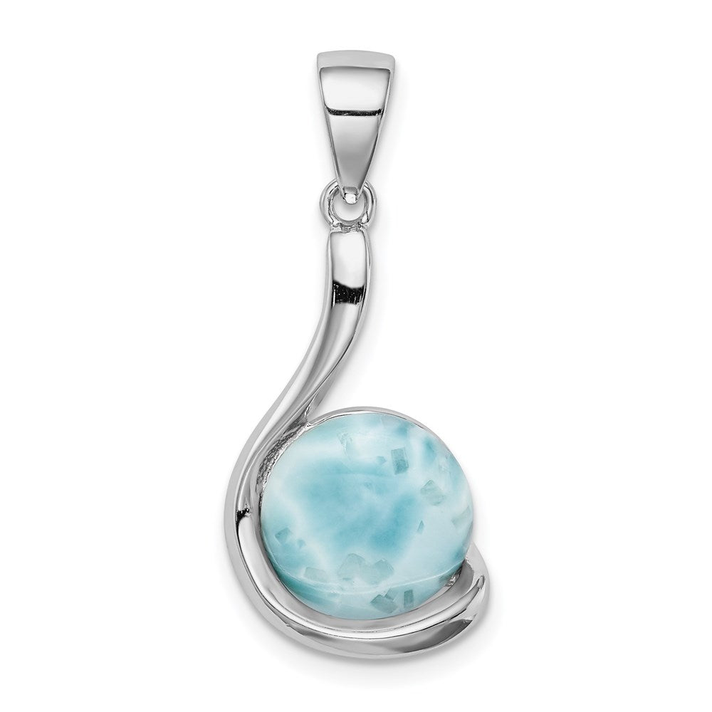 Sterlingsilber Rhodiniert Larimar Wirbel Design Anhänger