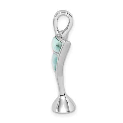 Sterlingsilber Rhodiniert Larimar Martini Glas Anhänger