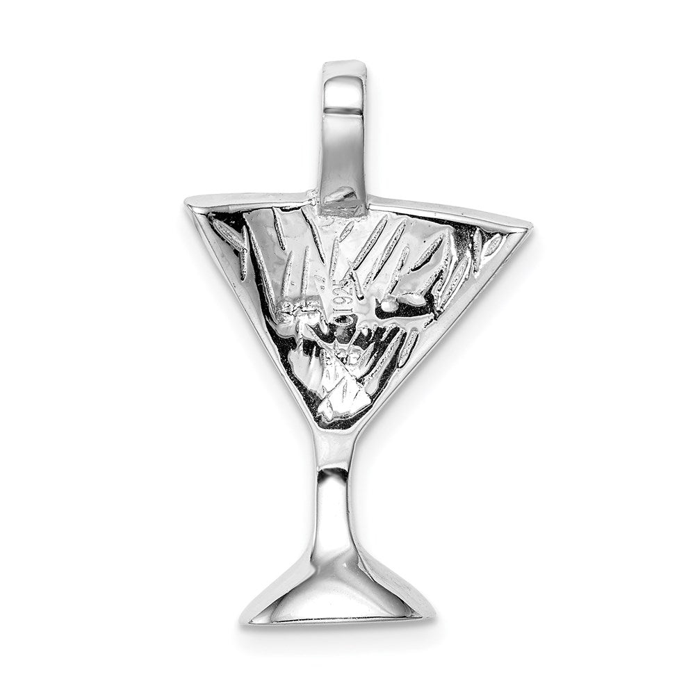 Sterlingsilber Rhodiniert Larimar Martini Glas Anhänger