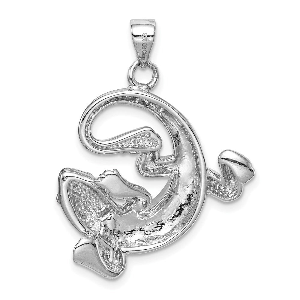 Sterlingsilber Rhodiniert Poliert Erzeugt Blau Opal Gecko Anhänger