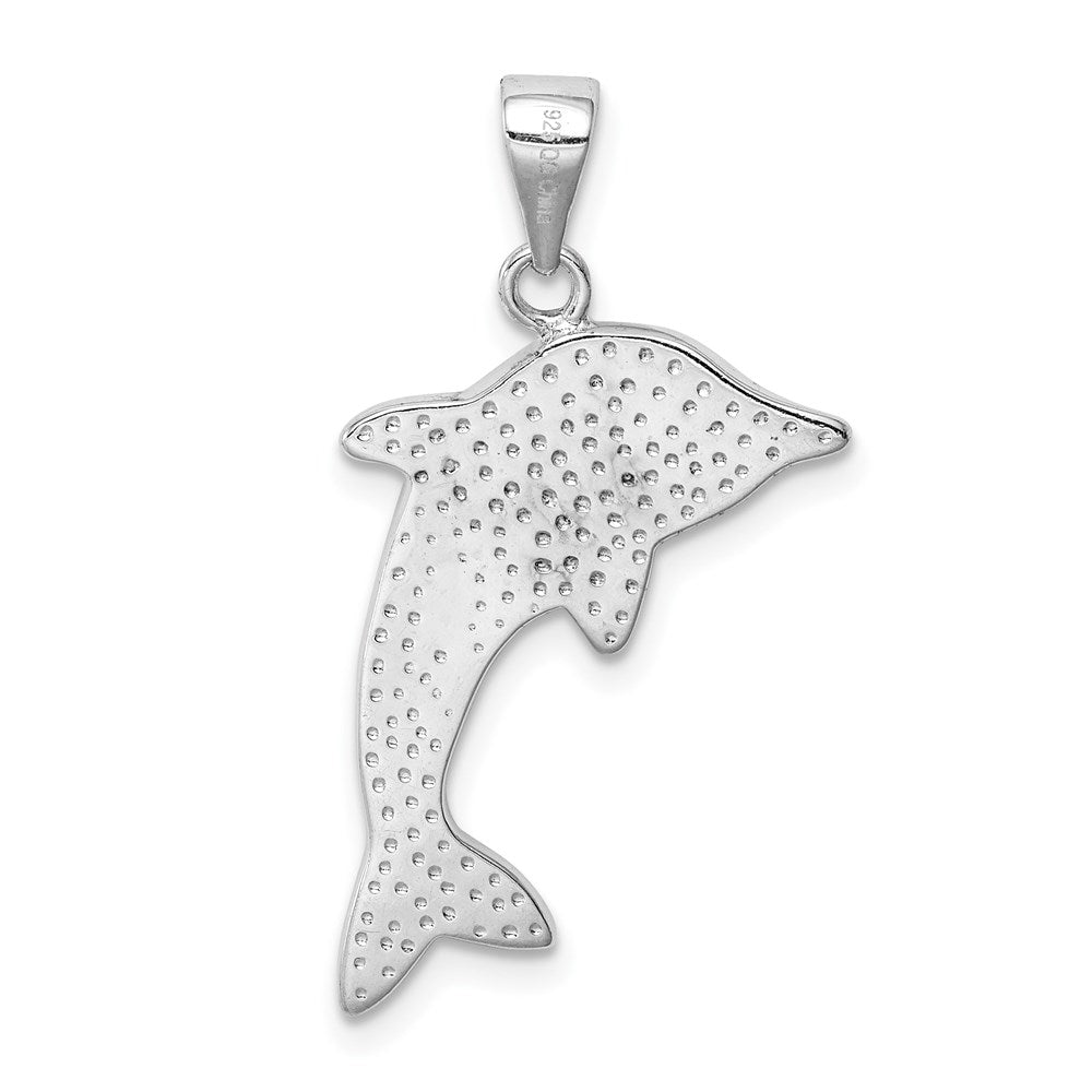 Sterlingsilber Rhodiniert Poliert Erzeugt Blau Opal Delfin Anhänger