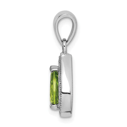 Sterlingsilber Rhodiniert Grün und Klar Zirkonia Anhänger