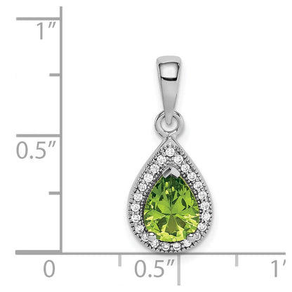 Sterlingsilber Rhodiniert Grün und Klar Zirkonia Anhänger