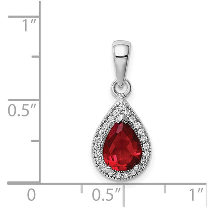 Sterlingsilber Rhodiniert Rot und Klar Zirkonia Anhänger