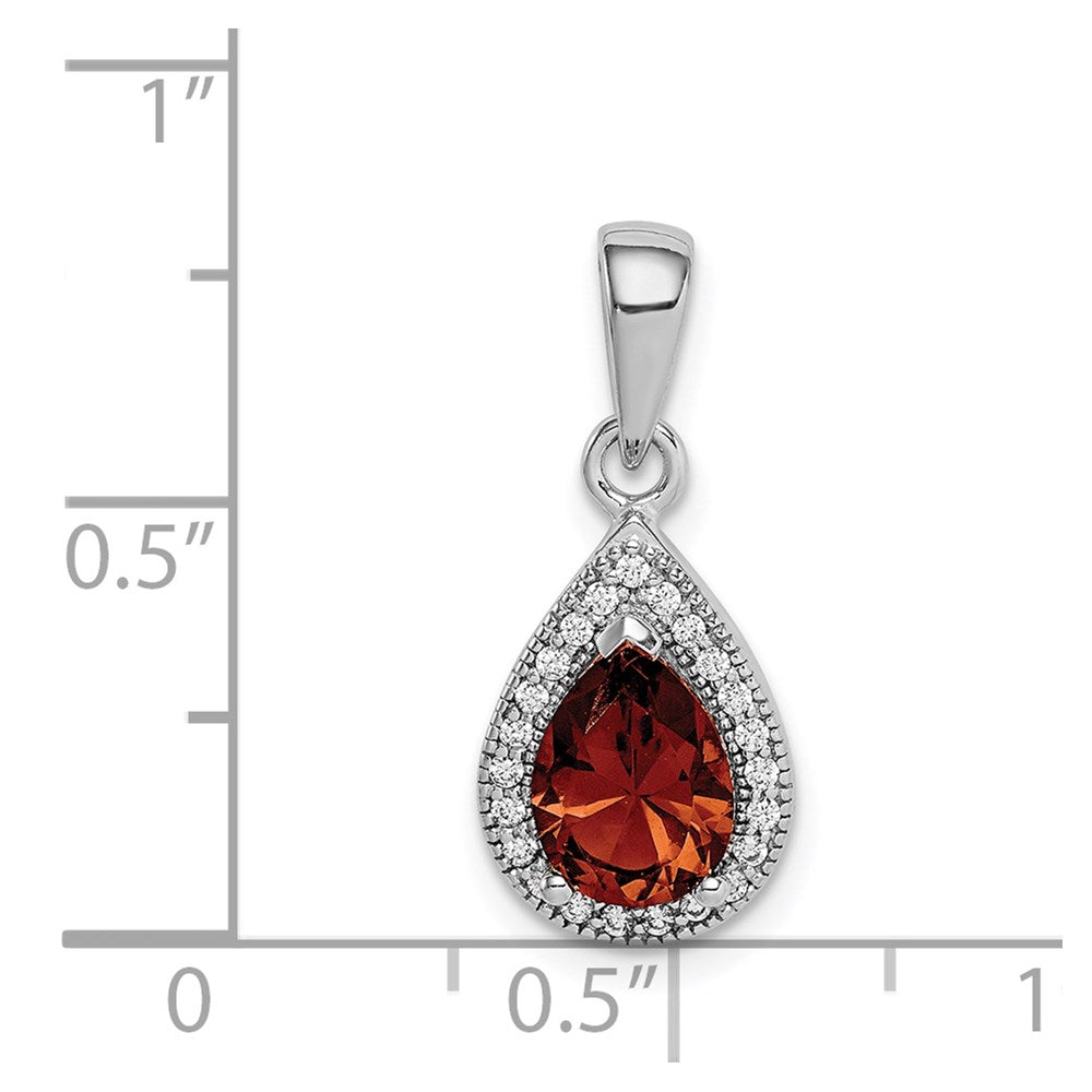 Sterlingsilber Rhodiniert Rot und Klar Zirkonia Anhänger
