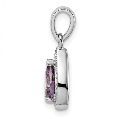 Sterlingsilber Rhodiniert Lila und Klar Zirkonia Anhänger